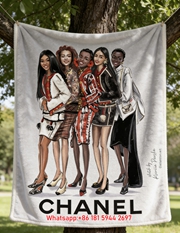 Chanel Vintage Supermodels Flannel Throw Blanket IMG_6884